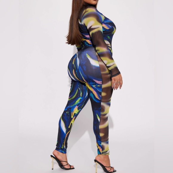 Love Printed Jumpsuit- Black/Blue - Picture 2 of 3